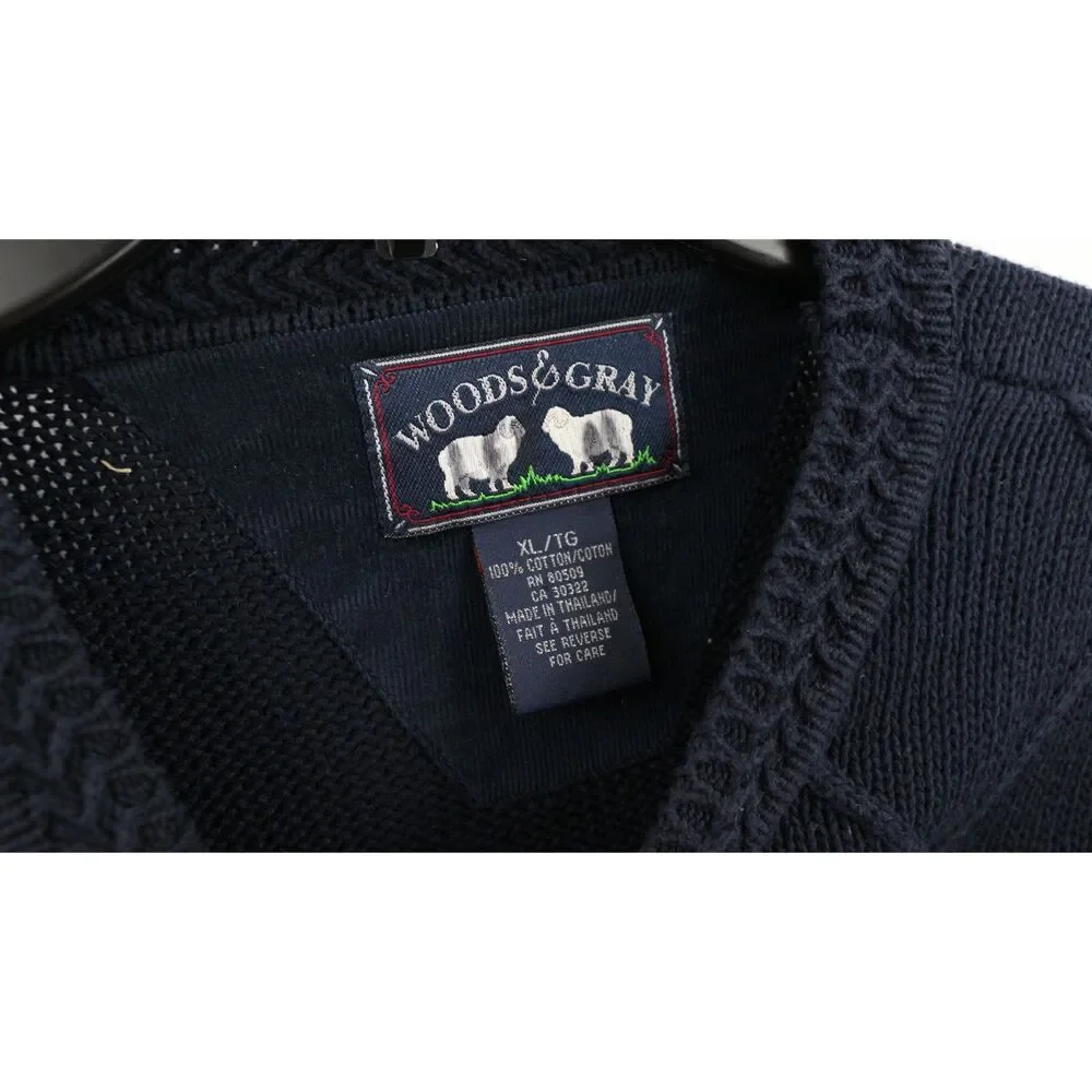 Woods & Gray Mens Argyle Knit Sweater Size XL Blue Red Thick Diamond